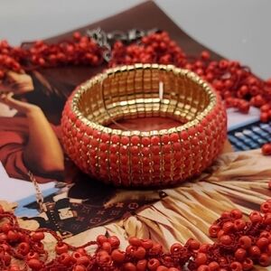 NWT Amrita Singh 18K Orange Kenmare Pave Set Gold Bracelet